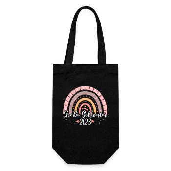 Große Schwester 2023 Boho Regenbogen Mädchen - Geschenkbeutel für Flaschen - Schwarz - Vorne