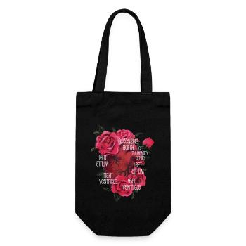 Anatomisches Herz und Blumen - Geschenkbeutel für Flaschen - Schwarz - Vorne