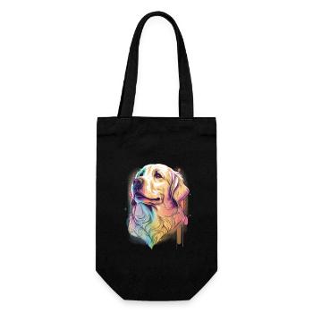 Golden Retriever Hund farbig Regenbogen - Geschenkbeutel für Flaschen - Schwarz - Vorne