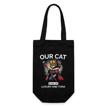Katze Mama Papa Karikatur Königin Katze - Geschenkbeutel für Flaschen - Schwarz - Vorne