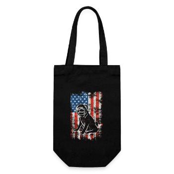 Mops 4. Juli Patriotisch Amerikanische USA Flagge - Geschenkbeutel für Flaschen - Schwarz - Vorne