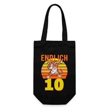 10 Geburtstag Löwe Tiger witzig 10 Jahre Junge - Geschenkbeutel für Flaschen - Schwarz - Vorne