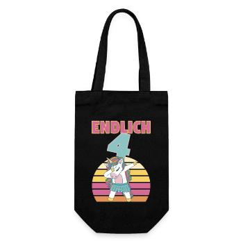 4 Jahre 4. Geburtstag Einhorn Prinzessin Mädchen - Geschenkbeutel für Flaschen - Schwarz - Vorne