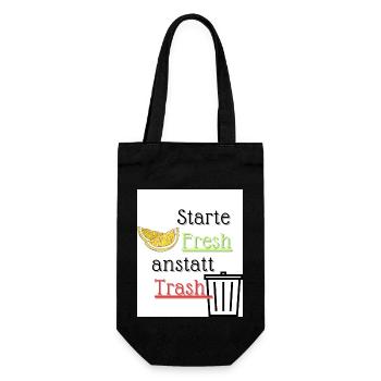 Starte Fresh anstatt Trash - Geschenkbeutel für Flaschen - Schwarz - Vorne