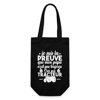Preuve que mon papa tracteur, Papa agriculteur - Sac à bouteille - noir - Devant