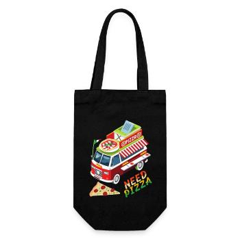 Pizza Food Truck, Italian Cuisine, Saying - Gift Bag for Bottles - black - Front