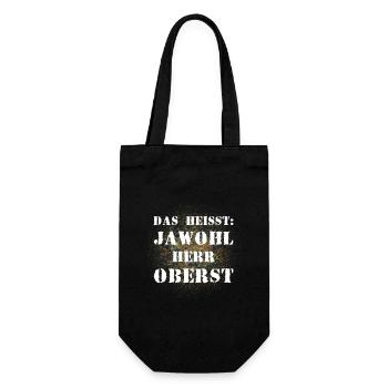 Das heißt Jawohl Herr Oberst Bundeswehr Soldat - Geschenkbeutel für Flaschen - Schwarz - Vorne