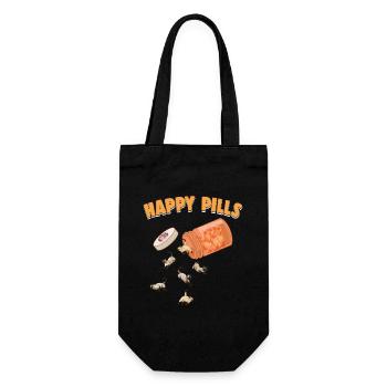 Happy Pills Siamese Cat Funny Kitten Lover Feline - Gift Bag for Bottles - black - Front