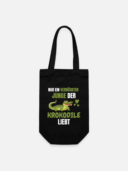Krokodil Jungen Zoo Tier Geschenk Alligator - Geschenkbeutel für Flaschen - Schwarz