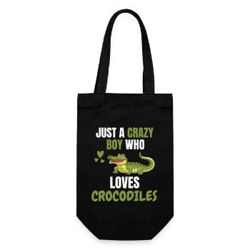 Alligator Tier Jungen Reptil Geschenk Krokodil - Geschenkbeutel für Flaschen - Schwarz - Vorne