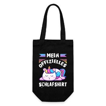 Mein Offizielles Schlafshirt, Einhorn - Geschenkbeutel für Flaschen - Schwarz - Vorne