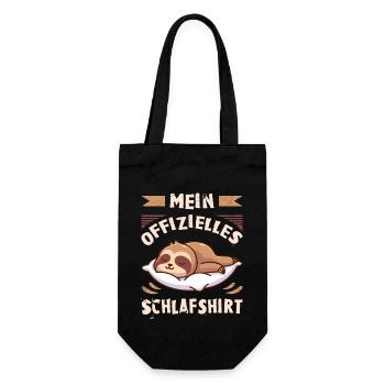 Mein Offizielles Schlafshirt, Faultier - Geschenkbeutel für Flaschen - Schwarz - Vorne