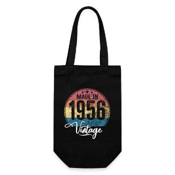 Vintage Made in 1956 Geburtsjahr 1956 Geburtstag - Geschenkbeutel für Flaschen - Schwarz - Vorne