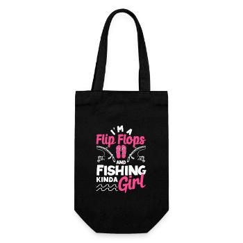 Ich bin ein Flip Flops und Angeln Kinda Girl Funny - Geschenkbeutel für Flaschen - Schwarz - Vorne