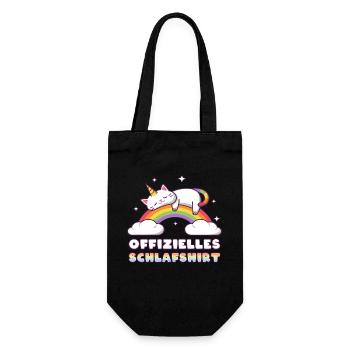 Offizielles Schlafshirt, Einhorn-Katze, Regenbogen - Geschenkbeutel für Flaschen - Schwarz - Vorne