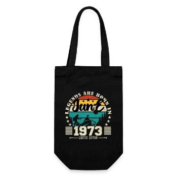 Juni 1973. Geburtstagsgeschenk Juni 1973. Juni. - Geschenkbeutel für Flaschen - Schwarz - Vorne