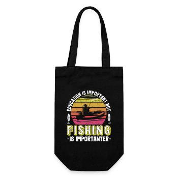 Education is important, but fishing is more important - Gift Bag for Bottles - black - Front