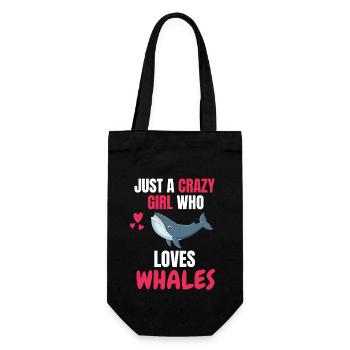 Crazy Girl Animal Funny Gift Whale - Gift Bag for Bottles - black - Front