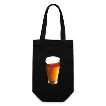 Bier Glas Schaum Alkohol Trinker - Geschenkbeutel für Flaschen - Schwarz - Vorne