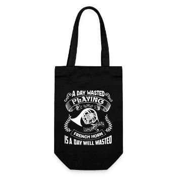 French Horn A Day Playing French Horn - Gift Bag for Bottles - black - Front