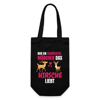 Tierliebhaber Mädchen Lustiges Geschenk Hirsch - Geschenkbeutel für Flaschen - Schwarz - Vorne