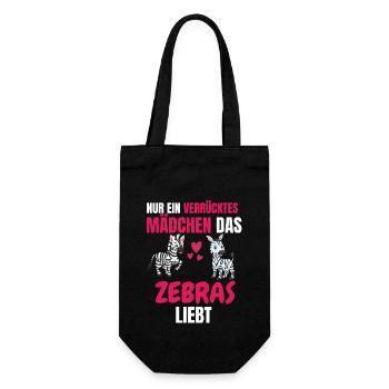 Tierliebhaber Mädchen Lustiges Geschenk Zebra - Geschenkbeutel für Flaschen - Schwarz - Vorne