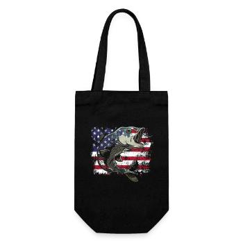 Angeln amerikanische Flagge Vintage USA Bass Fisch - Geschenkbeutel für Flaschen - Schwarz - Vorne