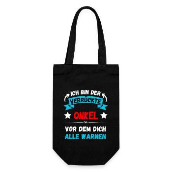 Ich bin der verrückte Onkel - Design - Geschenkbeutel für Flaschen - Schwarz - Vorne