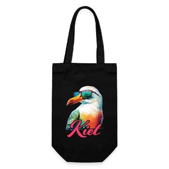 Kiel Holiday cool colorful seagull with sunglasses - Gift Bag for Bottles - black - Front
