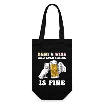 BIER I WINE SPRUCHDESIGN - Geschenkbeutel für Flaschen - Schwarz - Vorne