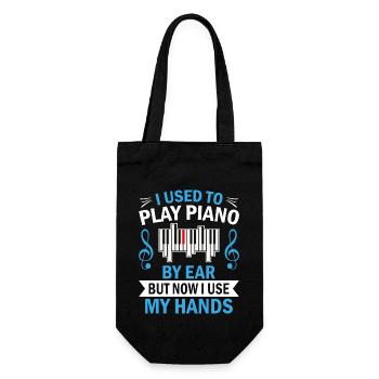 Musik Witz - I used to play piano by ear... - Gift Bag for Bottles - black - Front