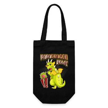 Papa Dragon, Papadragon, drôle de dicton de fête des pères - Sac à bouteille - noir - Devant