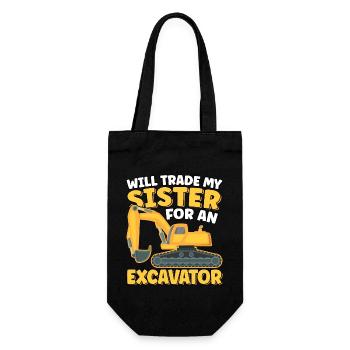 Will Trade Sister For An Excavator Funny - Gift Bag for Bottles - black - Front