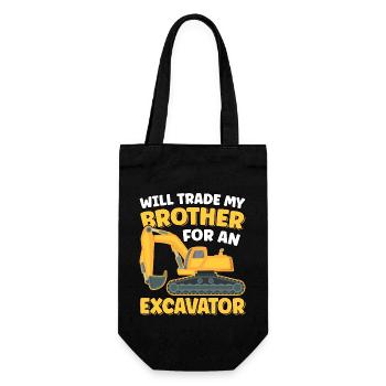 Échangera son frère contre une excavatrice drôle - Sac à bouteille - noir - Devant