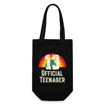 Official Teenager 13th Birthday Vintage Rainbow - Gift Bag for Bottles - black - Front