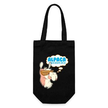 Alpakas Flauschiges Lama-tier - Alpaka-flüsterer - Geschenkbeutel für Flaschen - Schwarz - Vorne