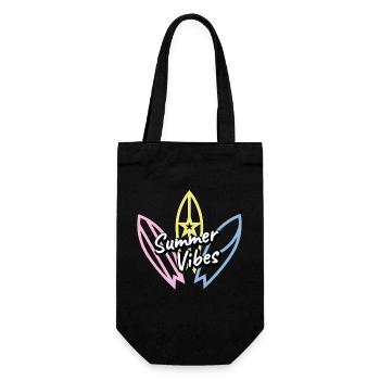 Summer Vibes - cooler Spruch für Surfer - Geschenkbeutel für Flaschen - Schwarz - Vorne