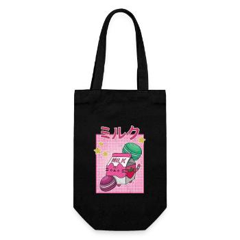 Kawaii Makronen Milkshake Japana Erdbeere - Geschenkbeutel für Flaschen - Schwarz - Vorne