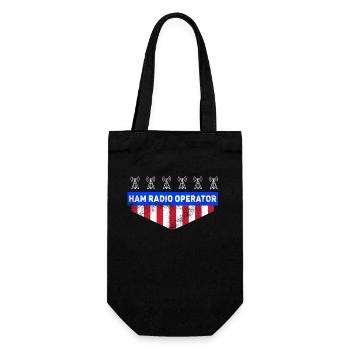 Ham Radio Operator US Flag - Gift Bag for Bottles - black - Front