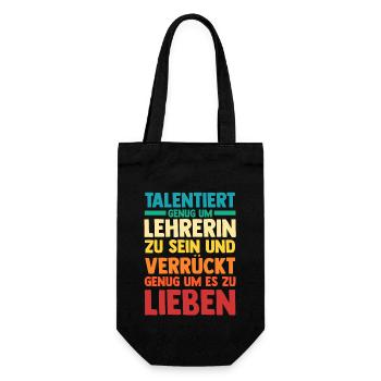 Schullehrerin Lehrerin - Geschenkbeutel für Flaschen - Schwarz - Vorne