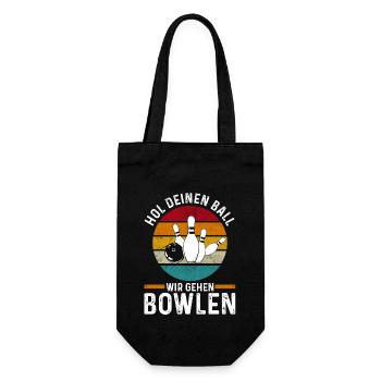 Bowler Bowlen Kegeln Bowling - Geschenkbeutel für Flaschen - Schwarz - Vorne