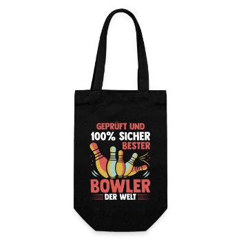 Bowler Bowlen Kegeln Bowling - Geschenkbeutel für Flaschen - Schwarz - Vorne