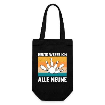 Kegel Kegler Kegelverein Kegeln - Geschenkbeutel für Flaschen - Schwarz - Vorne
