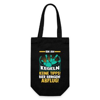 Bier Kegel Kegler Kegelverein Kegeln - Geschenkbeutel für Flaschen - Schwarz - Vorne