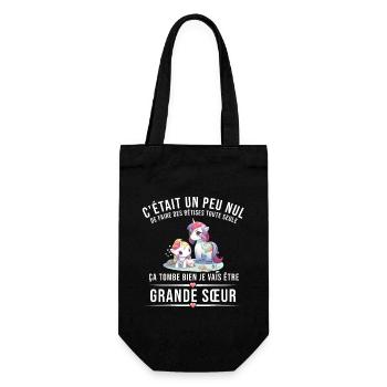 Ich werde eine ältere Schwester Einhorn Design - Geschenkbeutel für Flaschen - Schwarz - Vorne