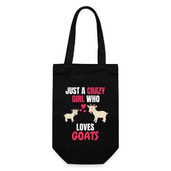 Crazy Girl Animal Funny Gift Goat - Gift Bag for Bottles - black - Front
