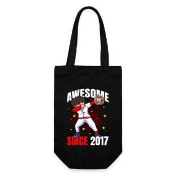 Awesome seit 2017 - 6. Baseball-Geburtstag - Geschenkbeutel für Flaschen - Schwarz - Vorne