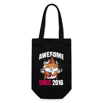 Awesome Since 2016 - 7th Hamster Birthday - Gift Bag for Bottles - black - Front