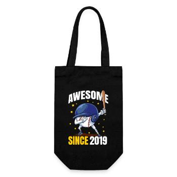 Awesome seit 2019 - 4. Baseball-Geburtstag - Geschenkbeutel für Flaschen - Schwarz - Vorne