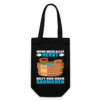 Saunieren Sauna Saunameister Wellness Erholung - Geschenkbeutel für Flaschen - Schwarz - Vorne